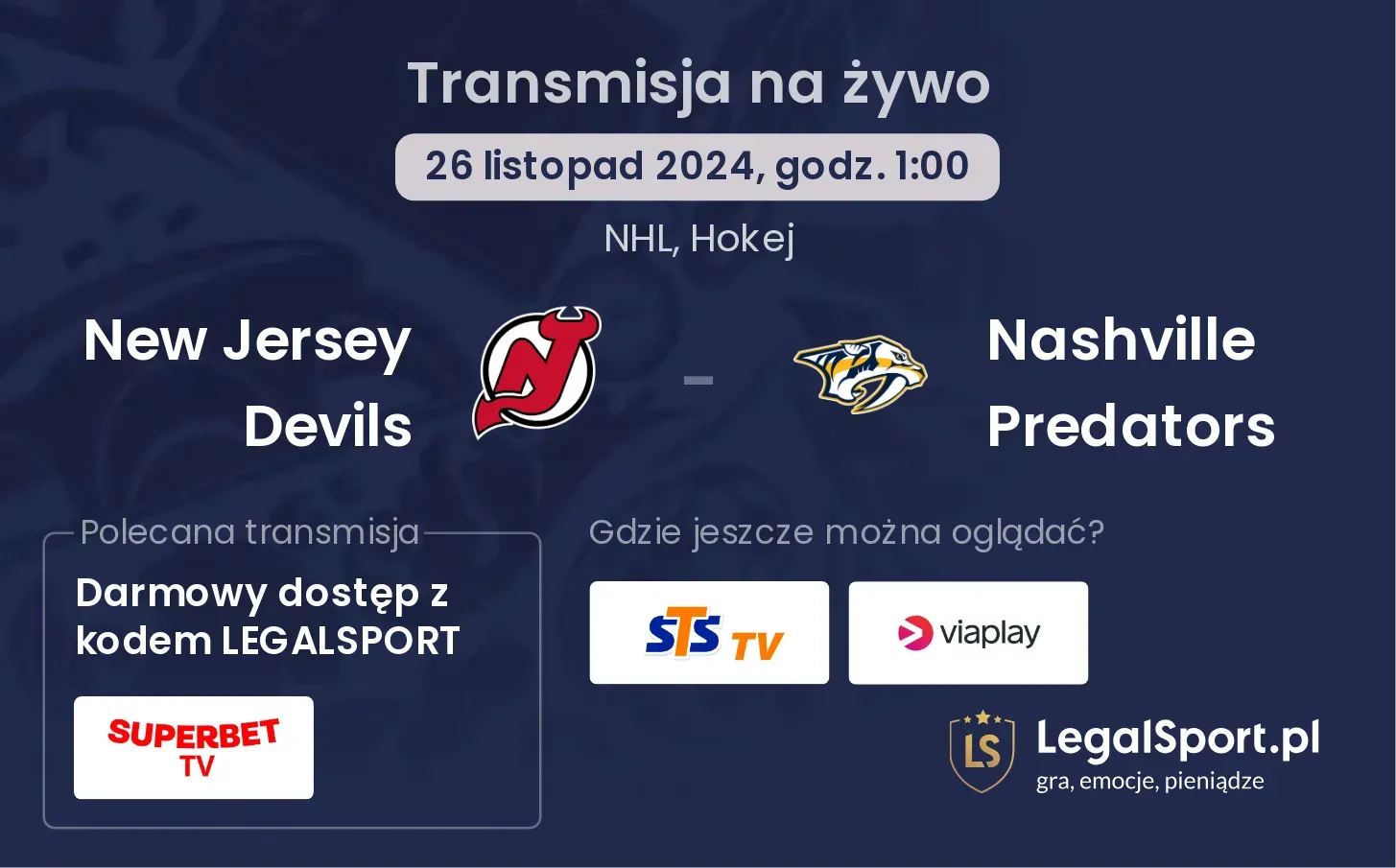 New Jersey Devils - Nashville Predators transmisja na żywo