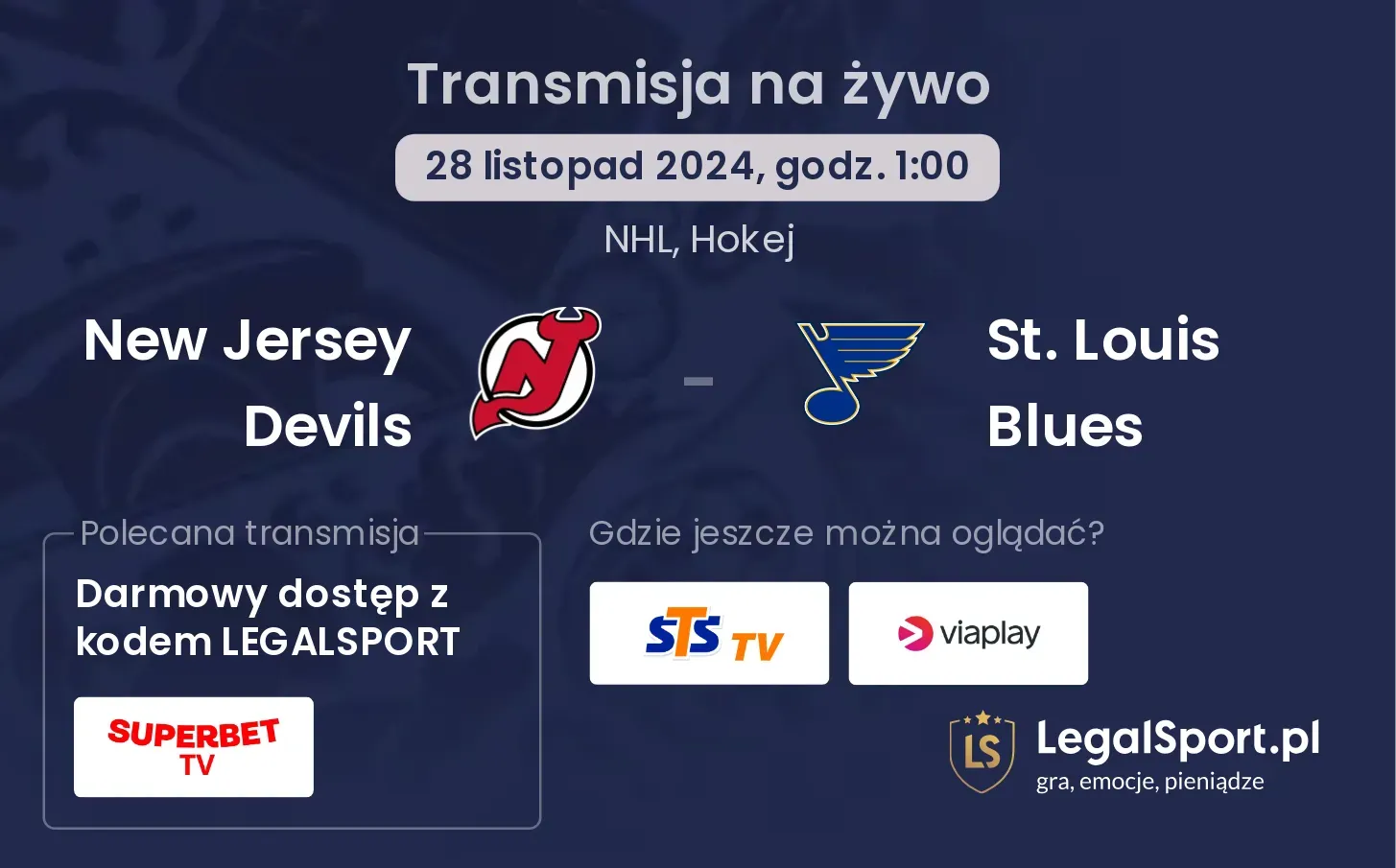 New Jersey Devils - St. Louis Blues transmisja na żywo