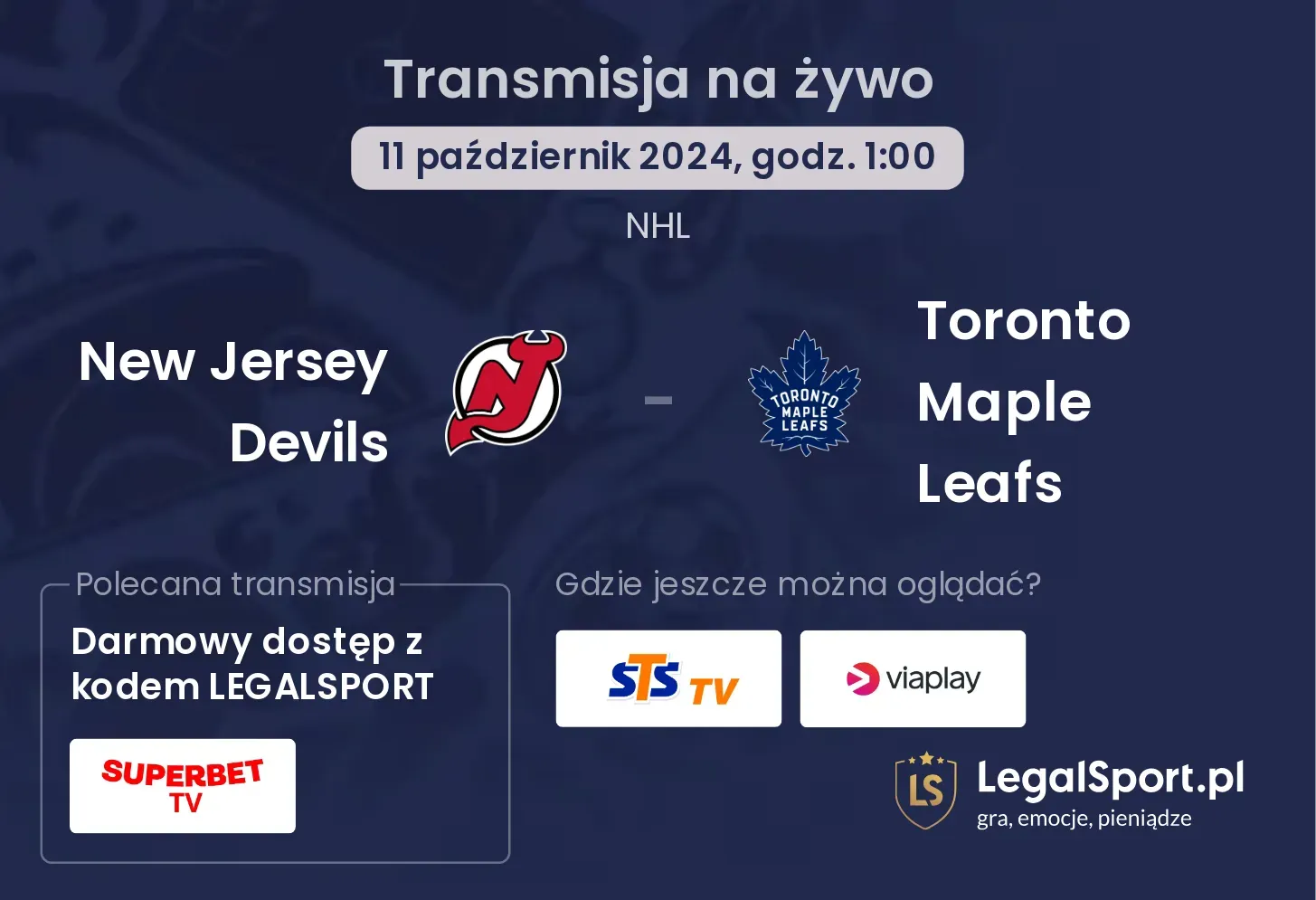 New Jersey Devils - Toronto Maple Leafs transmisja na żywo