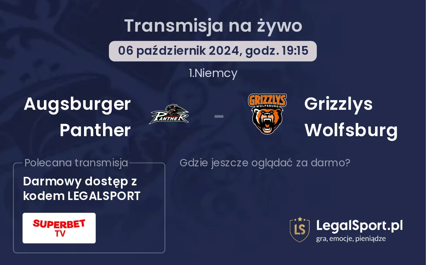 Augsburger Panther -  Grizzlys Wolfsburg transmisja na żywo