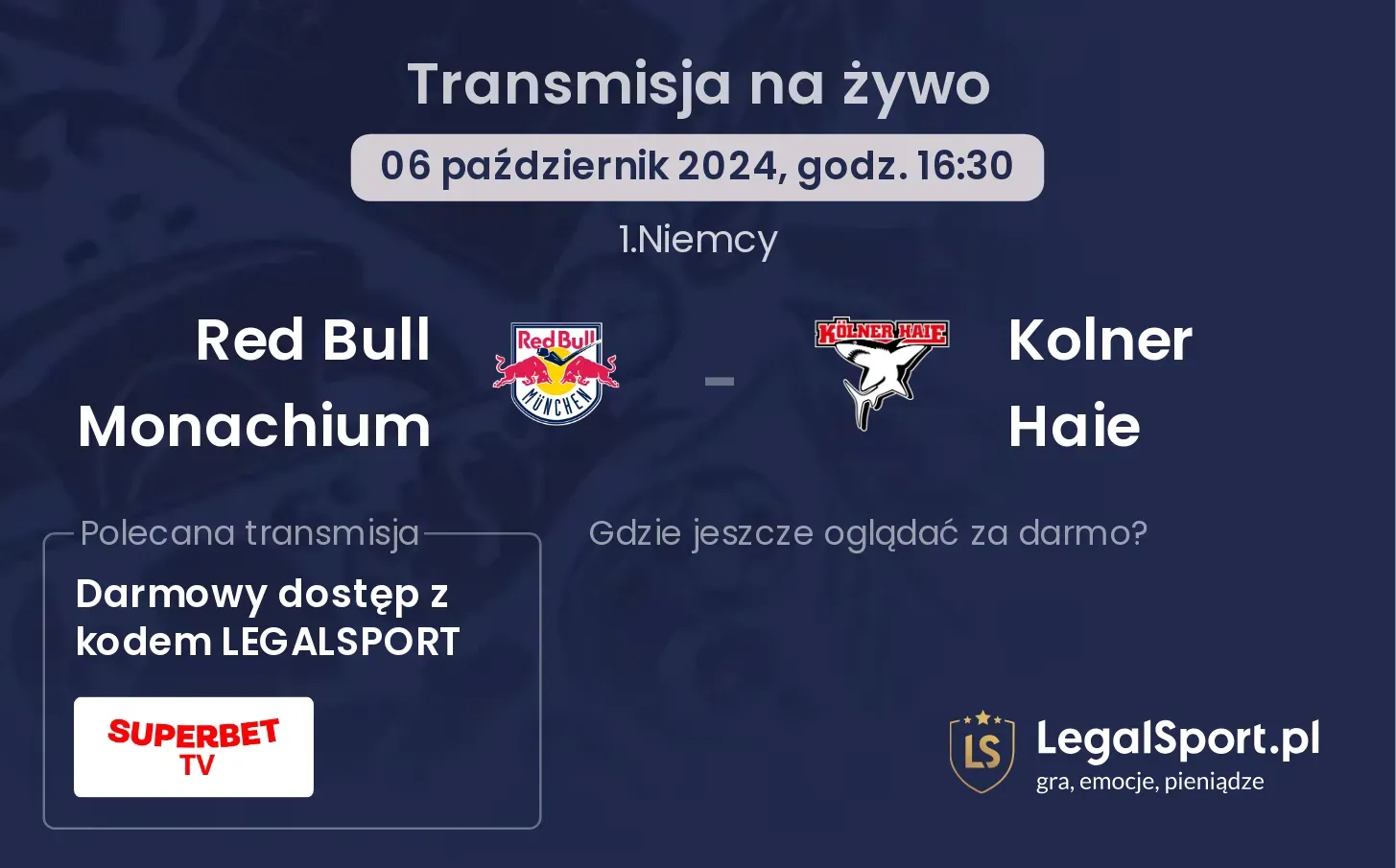 Red Bull Monachium - Kolner Haie transmisja na żywo