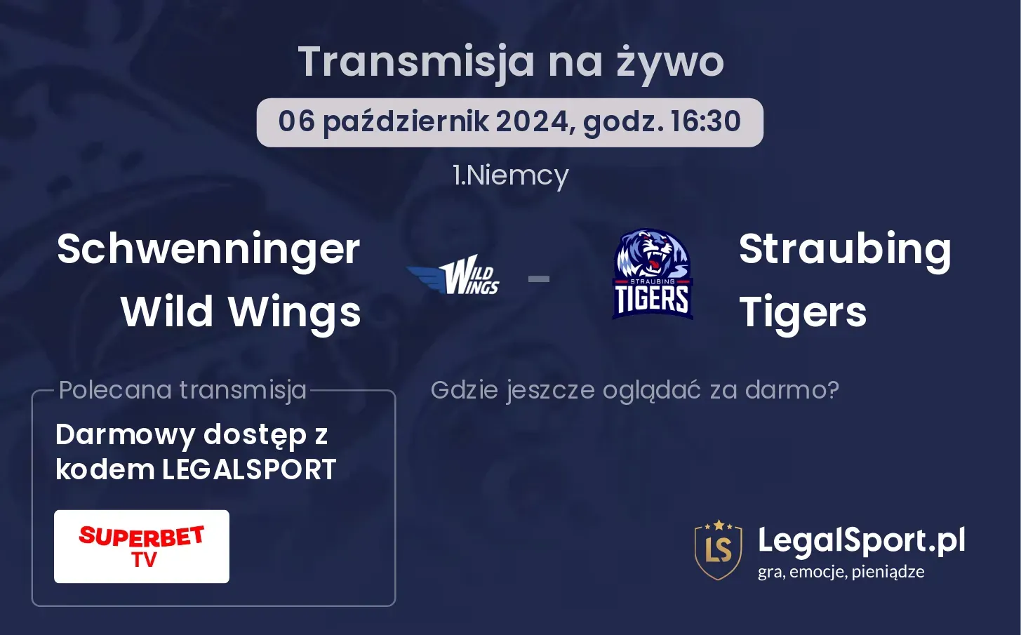 Schwenninger Wild Wings -  Straubing Tigers transmisja na żywo