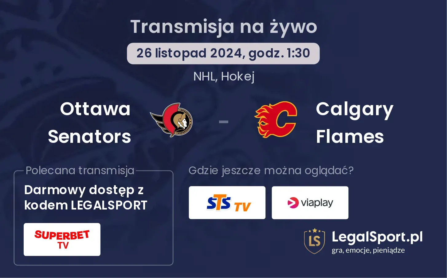 Ottawa Senators - Calgary Flames transmisja na żywo