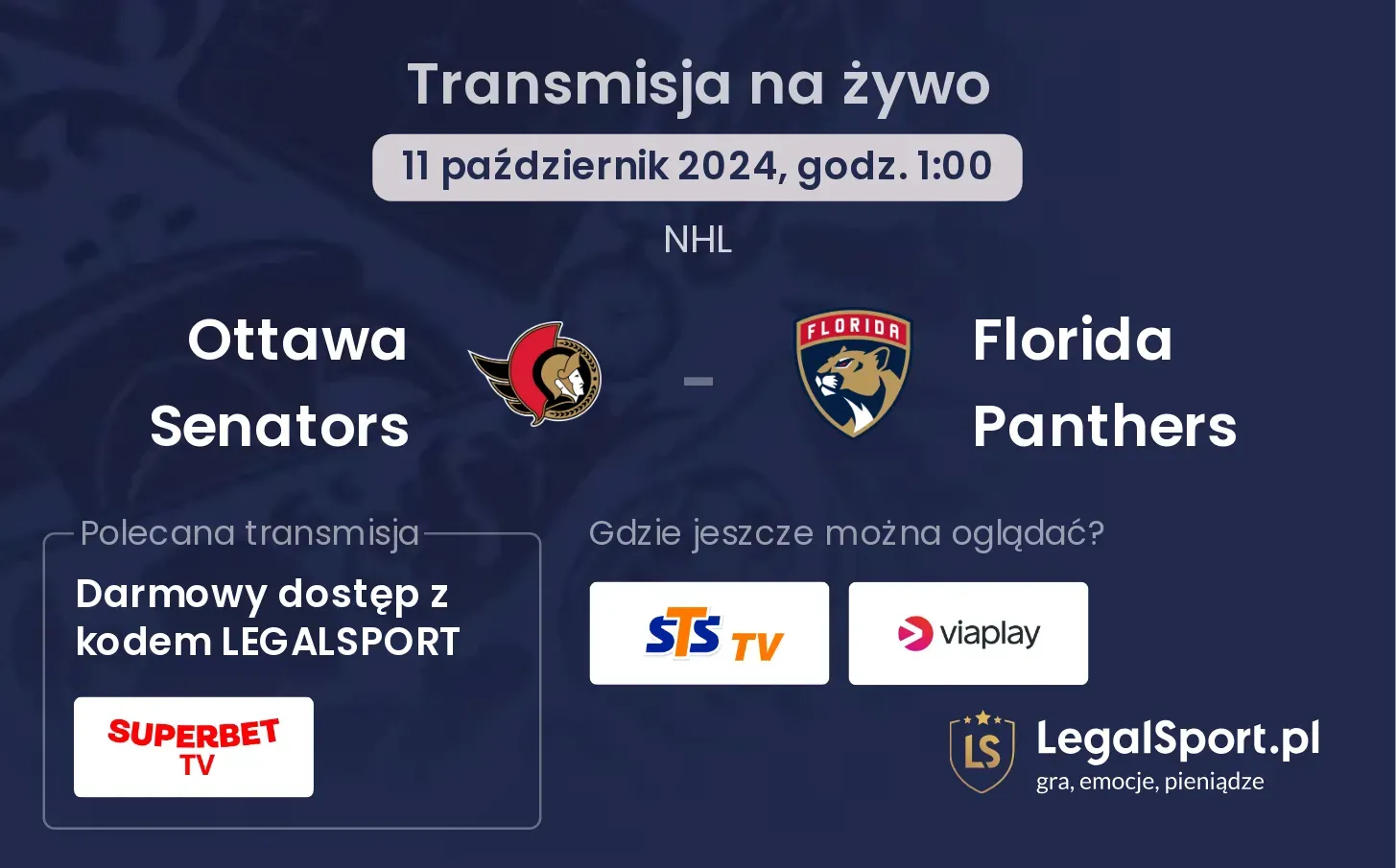 Ottawa Senators - Florida Panthers transmisja na żywo