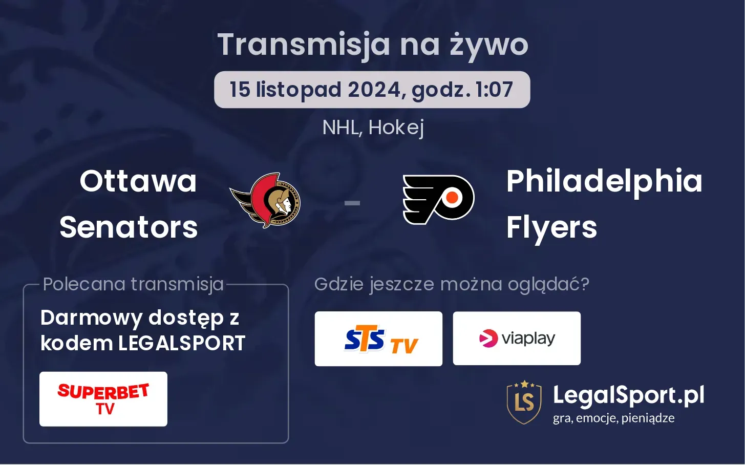 Ottawa Senators - Philadelphia Flyers transmisja na żywo