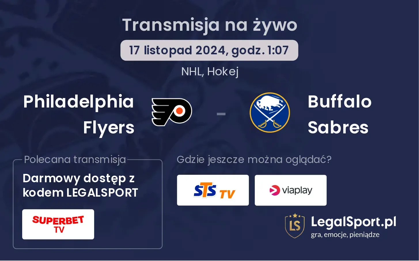 Philadelphia Flyers - Buffalo Sabres transmisja na żywo