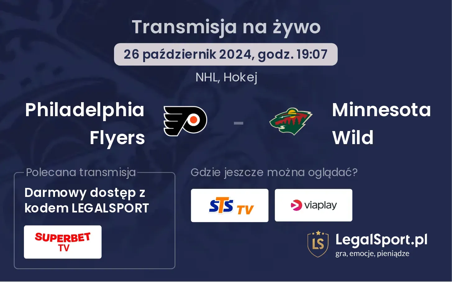 Philadelphia Flyers - Minnesota Wild transmisja na żywo