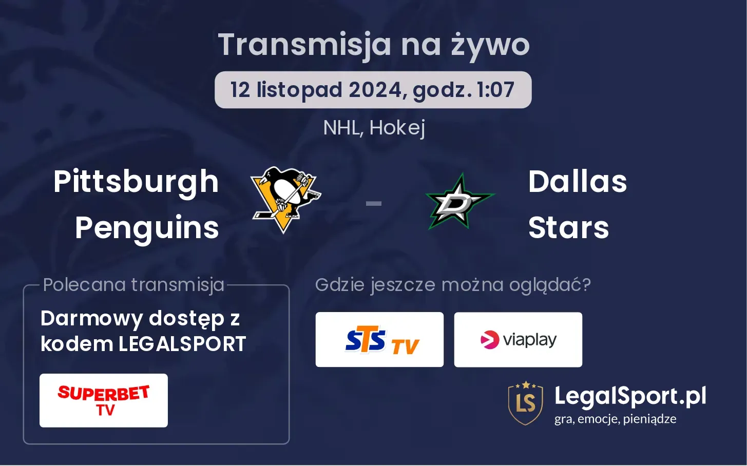 Pittsburgh Penguins - Dallas Stars transmisja na żywo