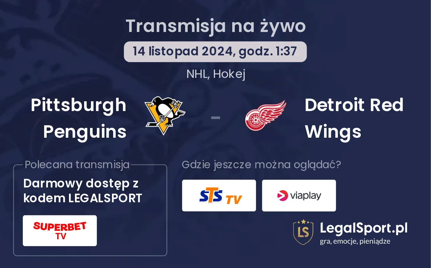 Pittsburgh Penguins - Detroit Red Wings transmisja na żywo