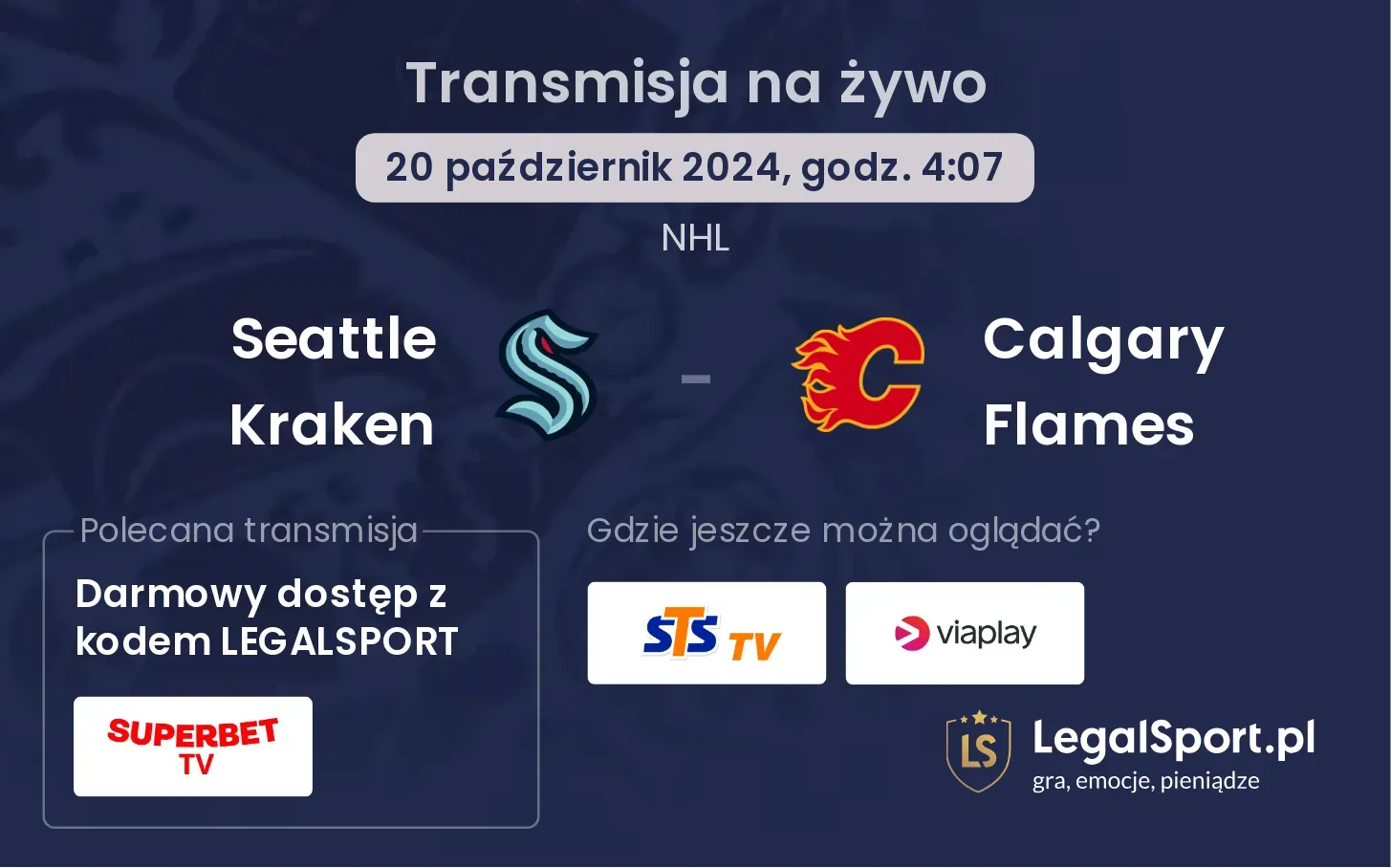 Seattle Kraken - Calgary Flames transmisja na żywo