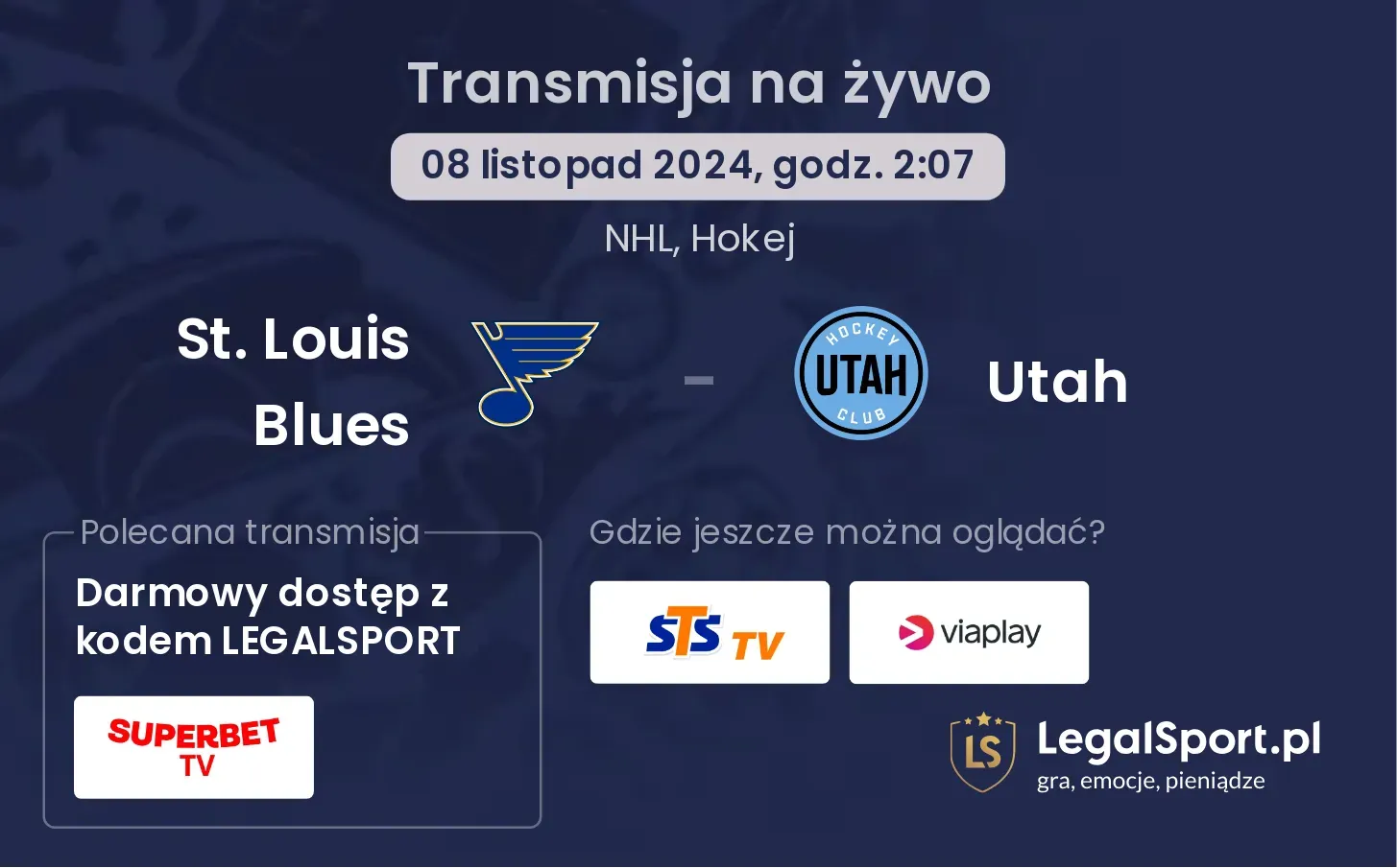 St. Louis Blues - Utah transmisja na żywo