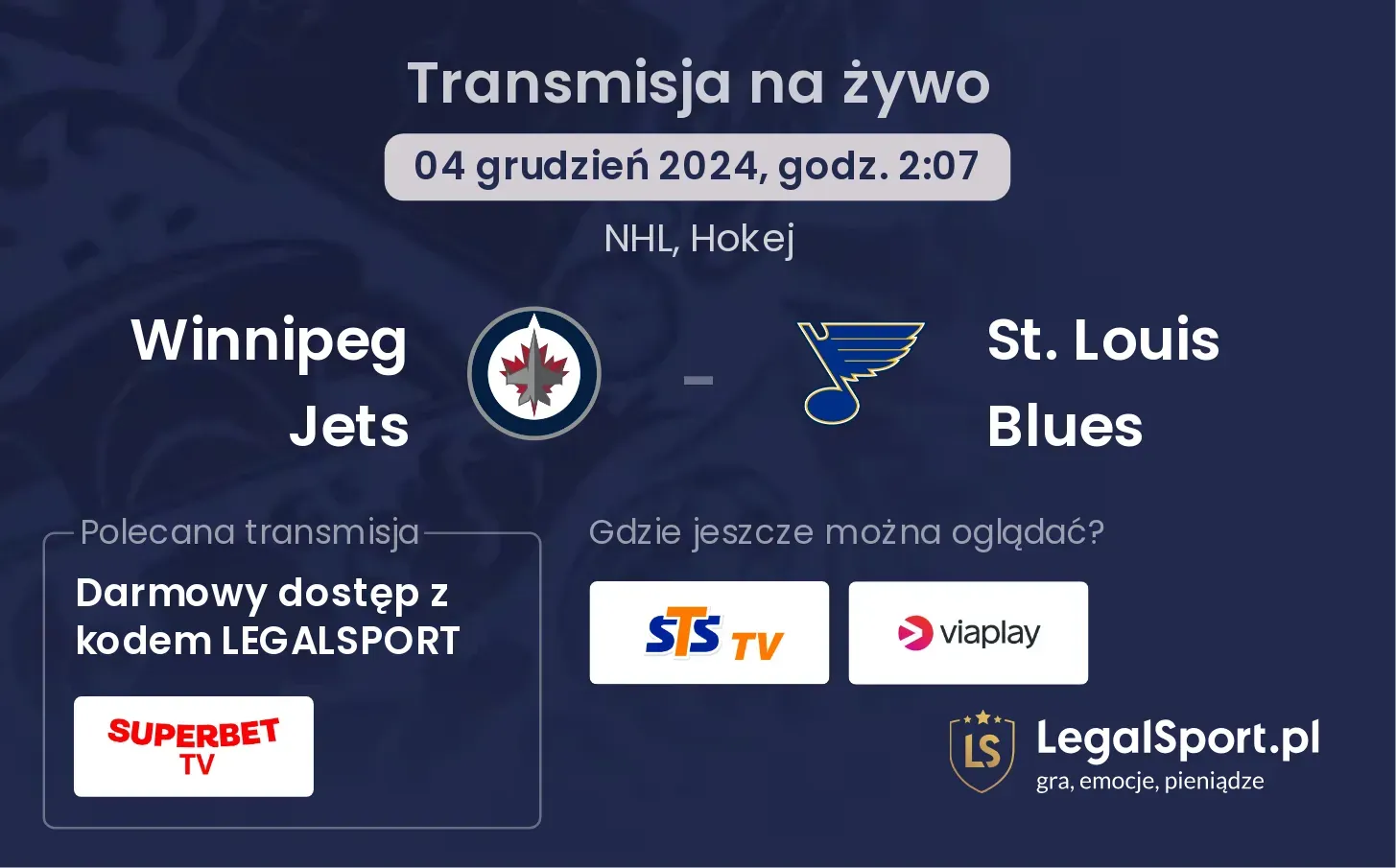 St. Louis Blues - Winnipeg Jets transmisja na żywo