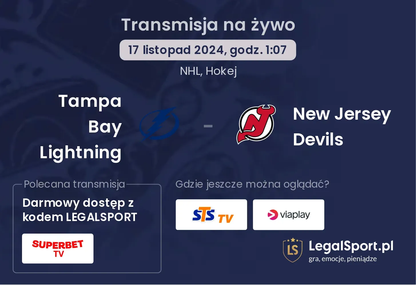 Tampa Bay Lightning - New Jersey Devils transmisja na żywo