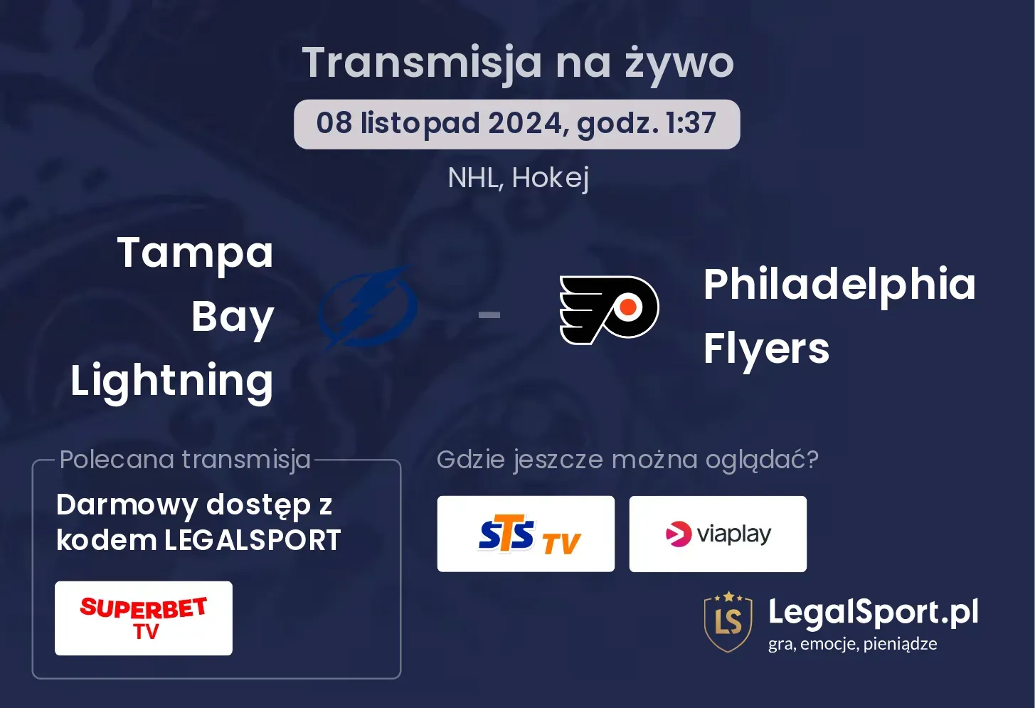 Tampa Bay Lightning - Philadelphia Flyers transmisja na żywo