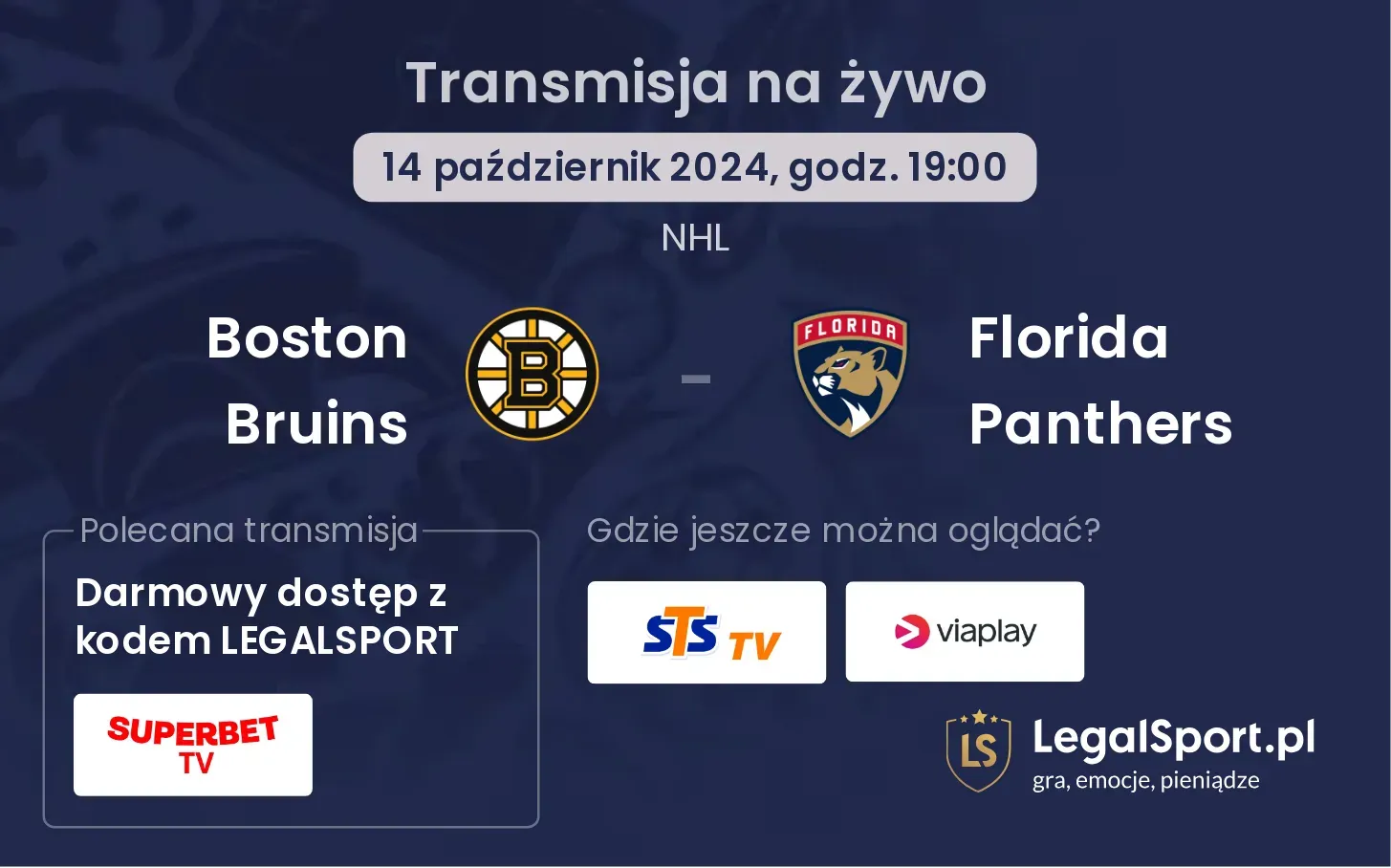 Boston Bruins - Florida Panthers transmisja na żywo