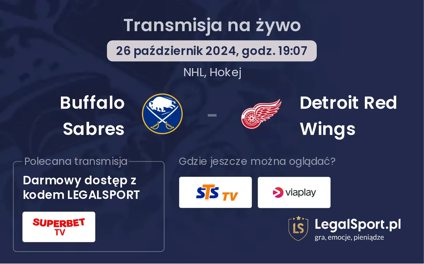 Buffalo Sabres - Detroit Red Wings transmisja na żywo