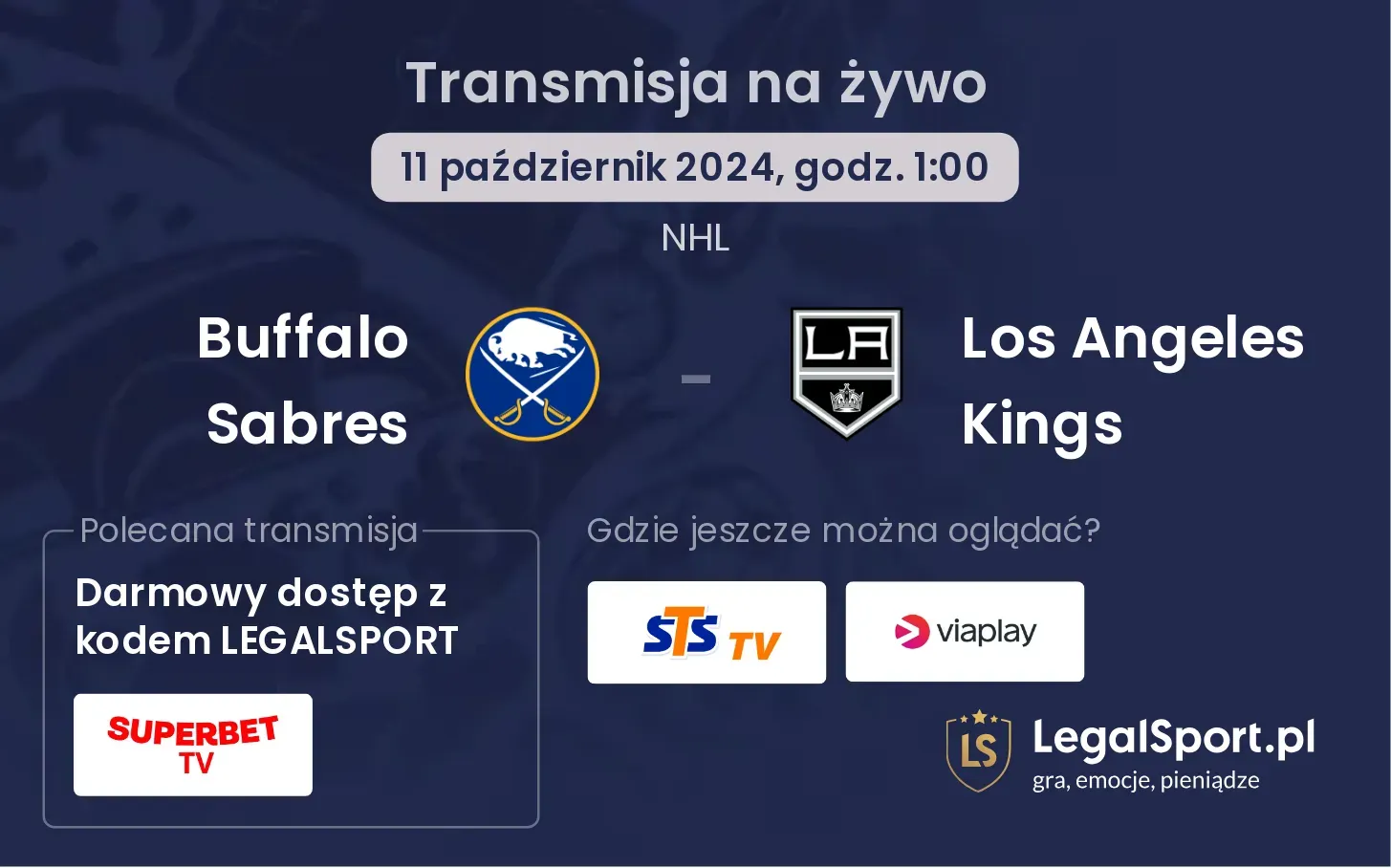 Buffalo Sabres - Los Angeles Kings transmisja na żywo