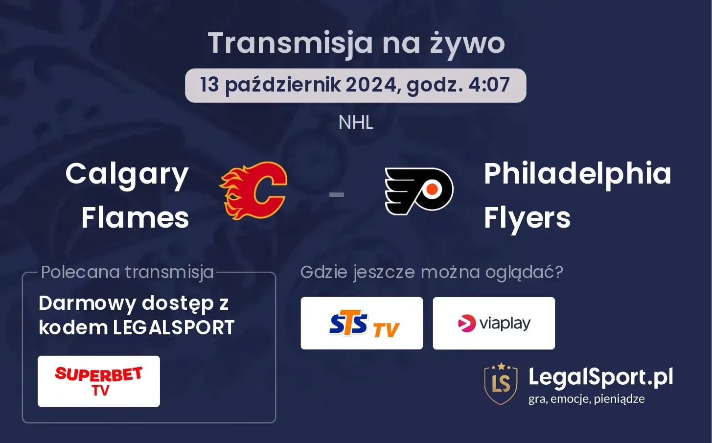 Calgary Flames - Philadelphia Flyers transmisja na żywo