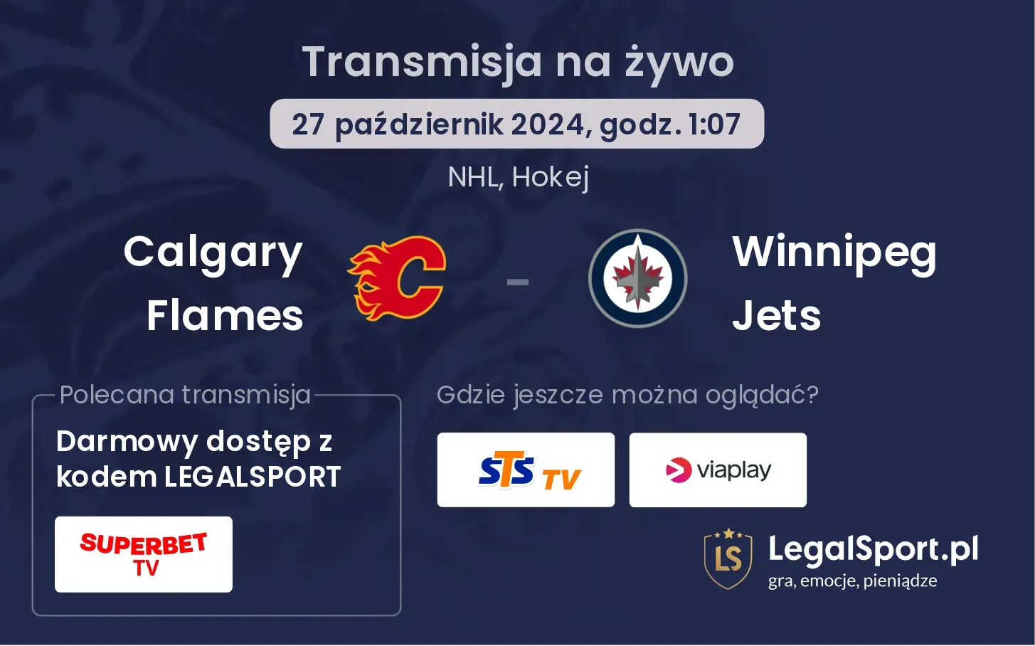 Calgary Flames - Winnipeg Jets transmisja na żywo