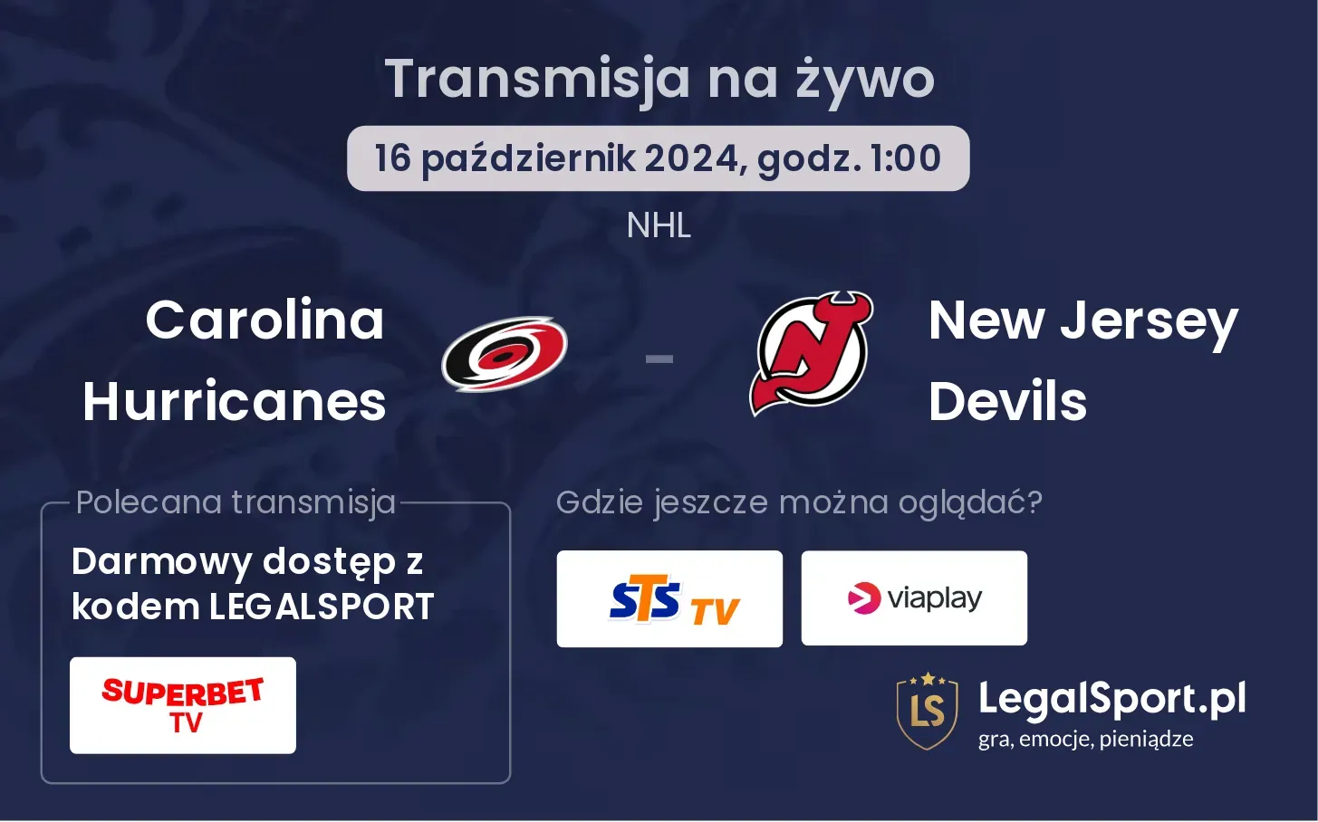 Carolina Hurricanes - New Jersey Devils transmisja na żywo