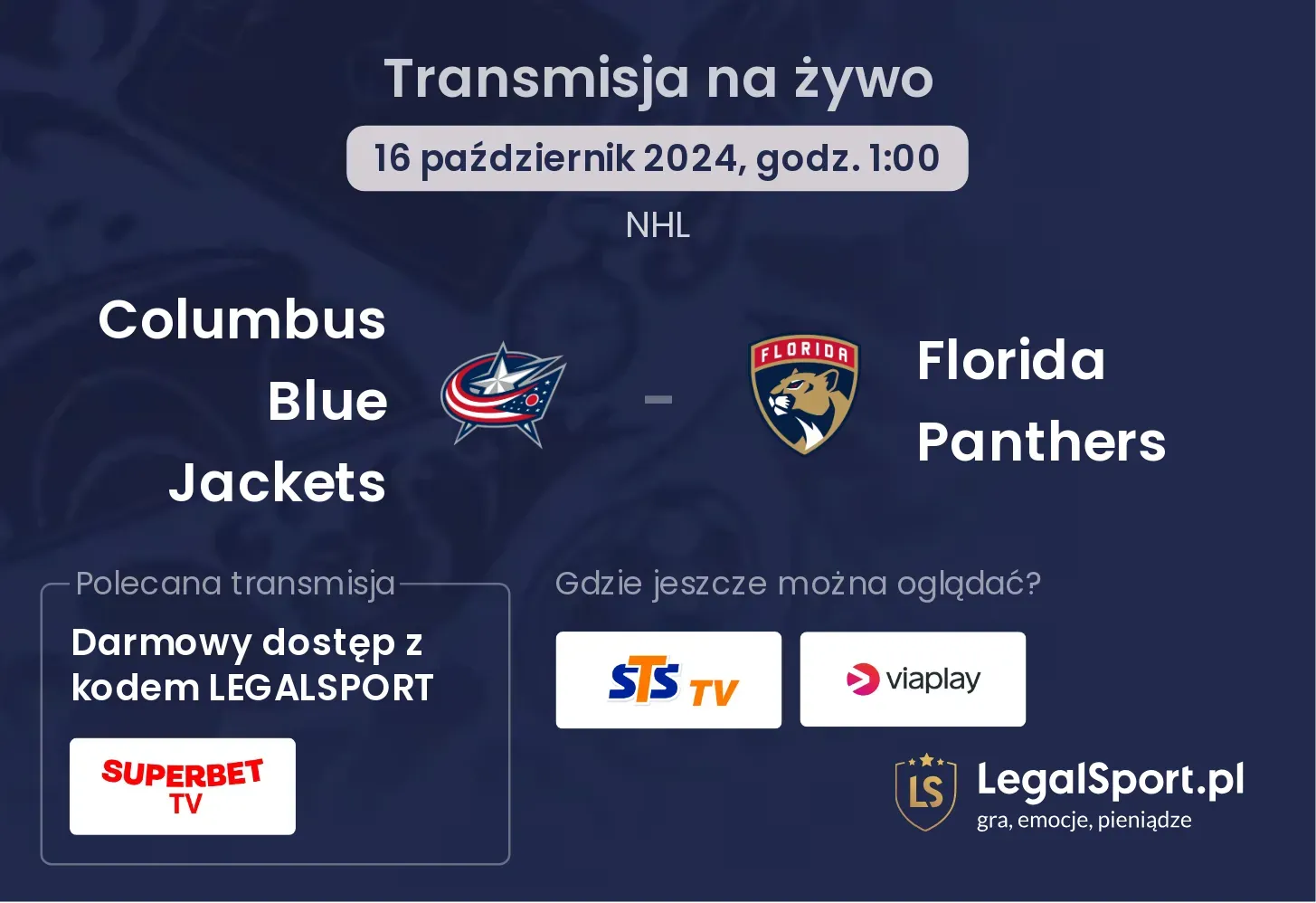 Columbus Blue Jackets - Florida Panthers transmisja na żywo