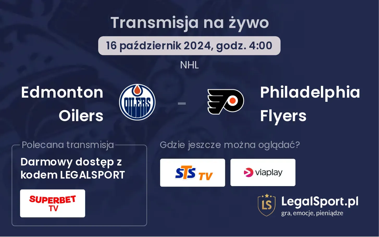 Edmonton Oilers - Philadelphia Flyers transmisja na żywo