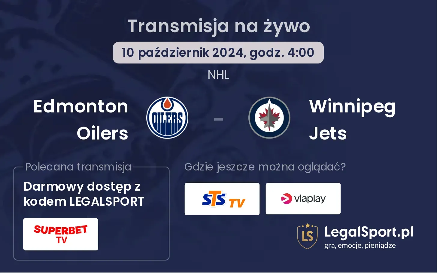 Edmonton Oilers - Winnipeg Jets transmisja na żywo