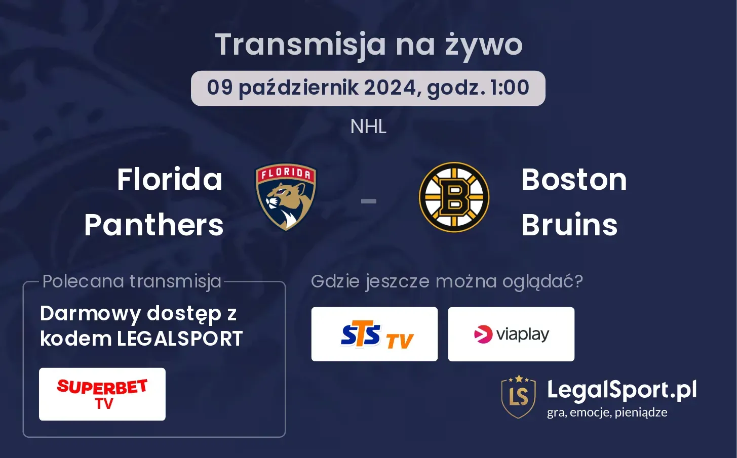 Florida Panthers - Boston Bruins transmisja na żywo