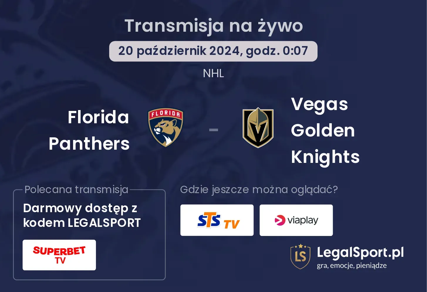 Florida Panthers - Vegas Golden Knights transmisja na żywo