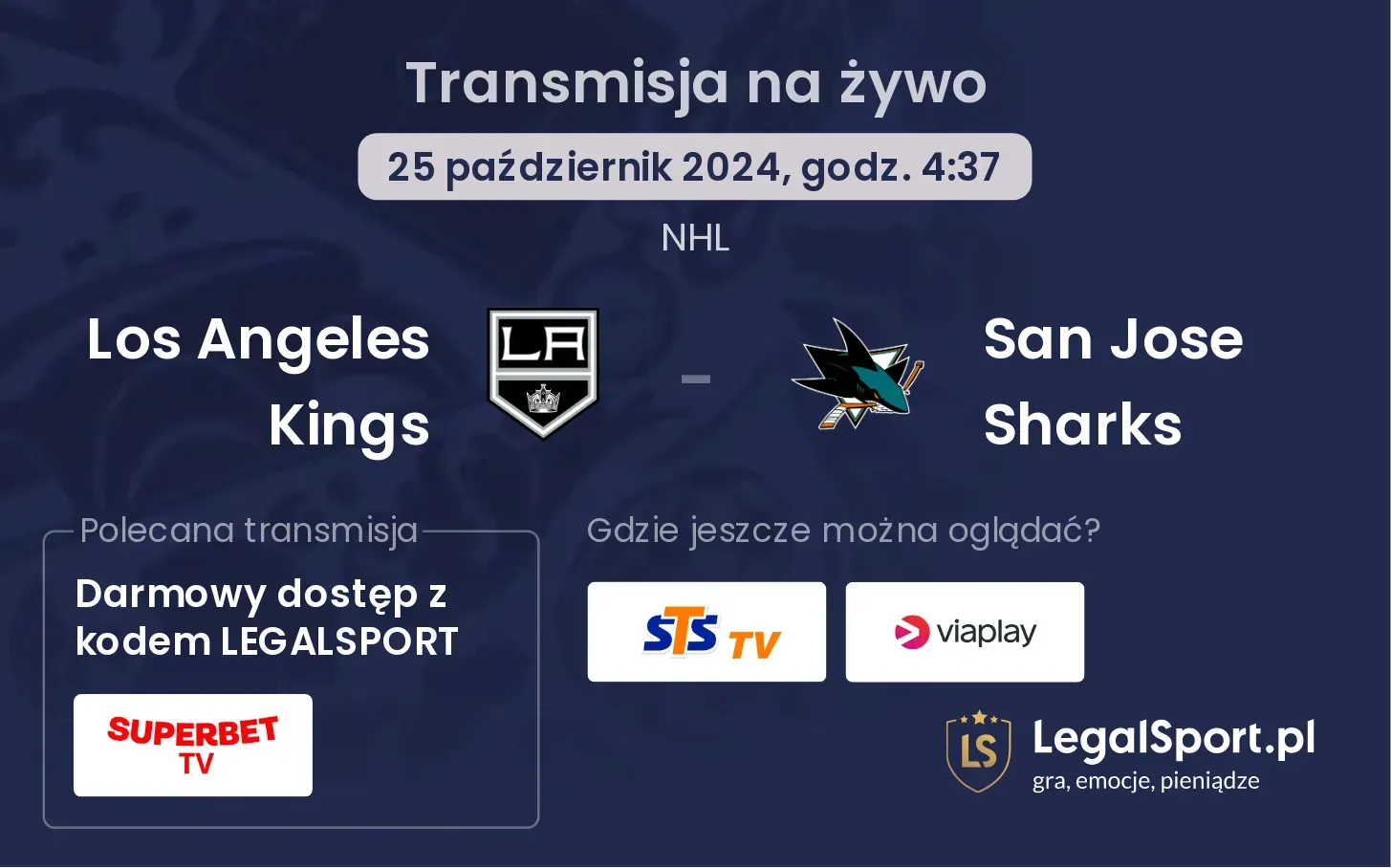 Los Angeles Kings - San Jose Sharks transmisja na żywo