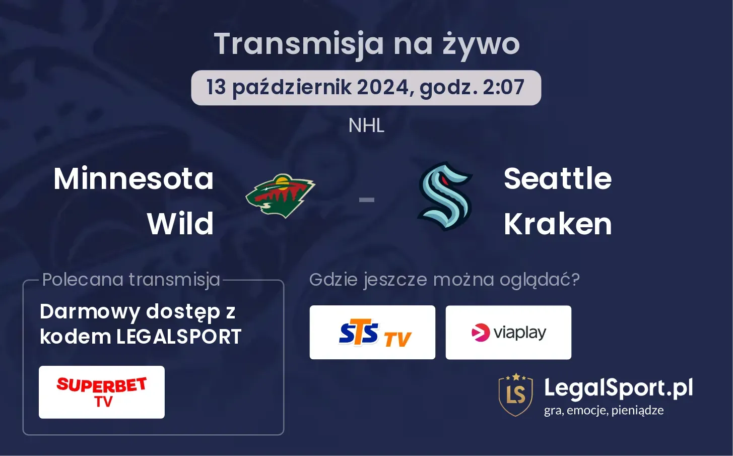 Minnesota Wild - Seattle Kraken transmisja na żywo