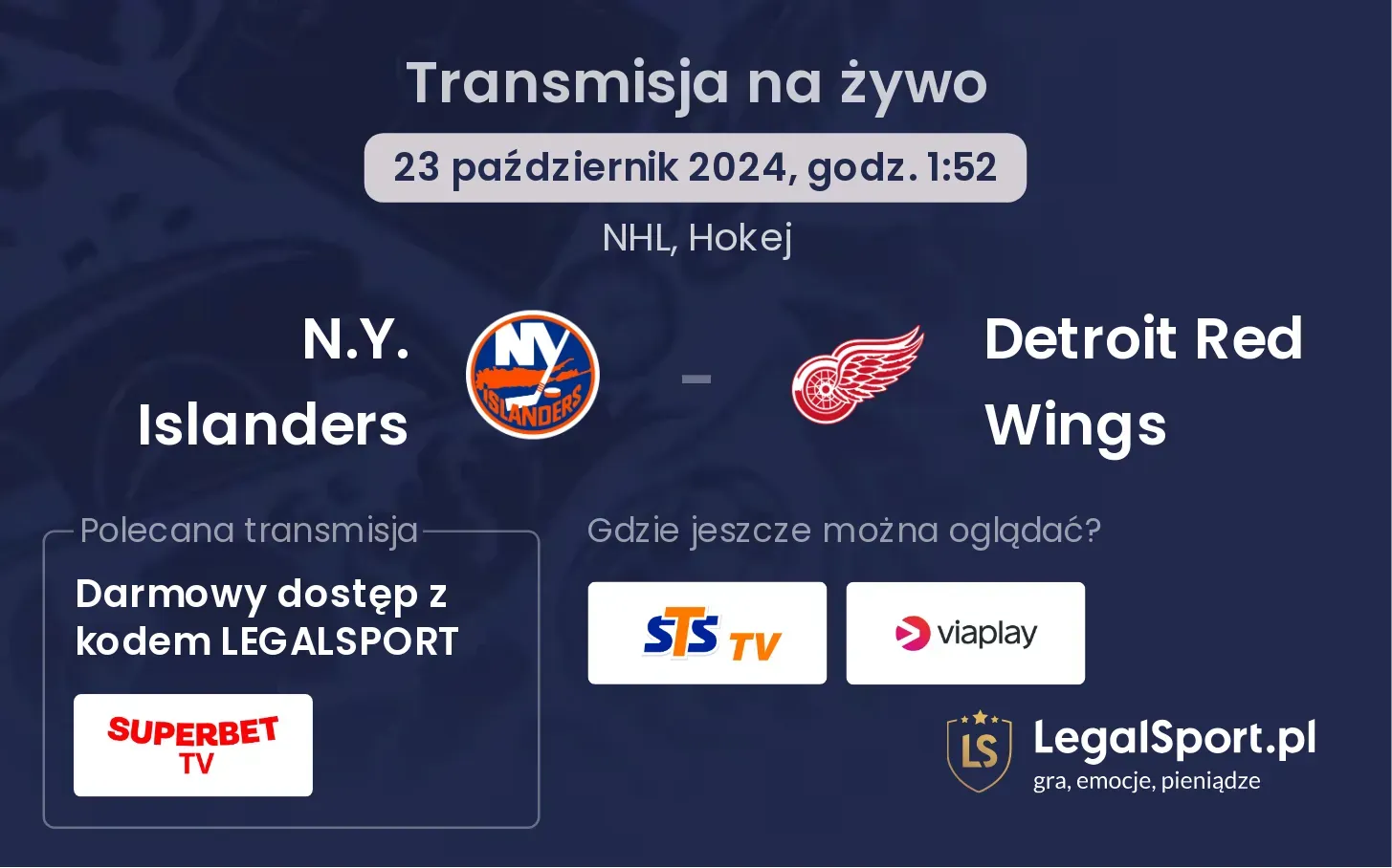 N.Y. Islanders - Detroit Red Wings transmisja na żywo