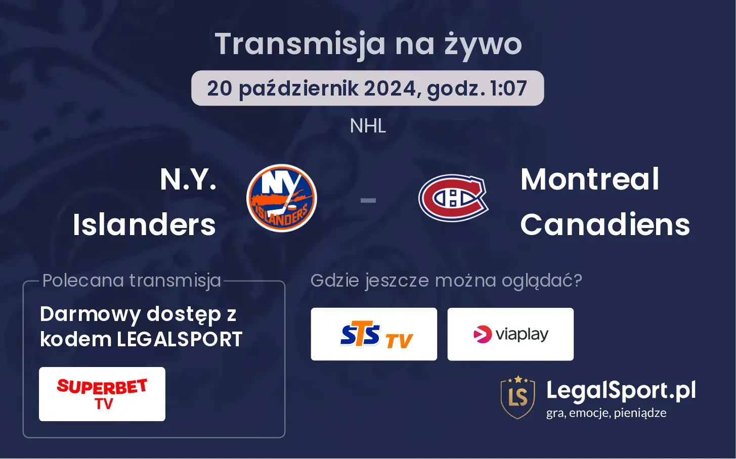 N.Y. Islanders - Montreal Canadiens transmisja na żywo