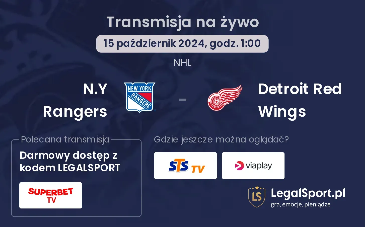 N.Y Rangers - Detroit Red Wings transmisja na żywo