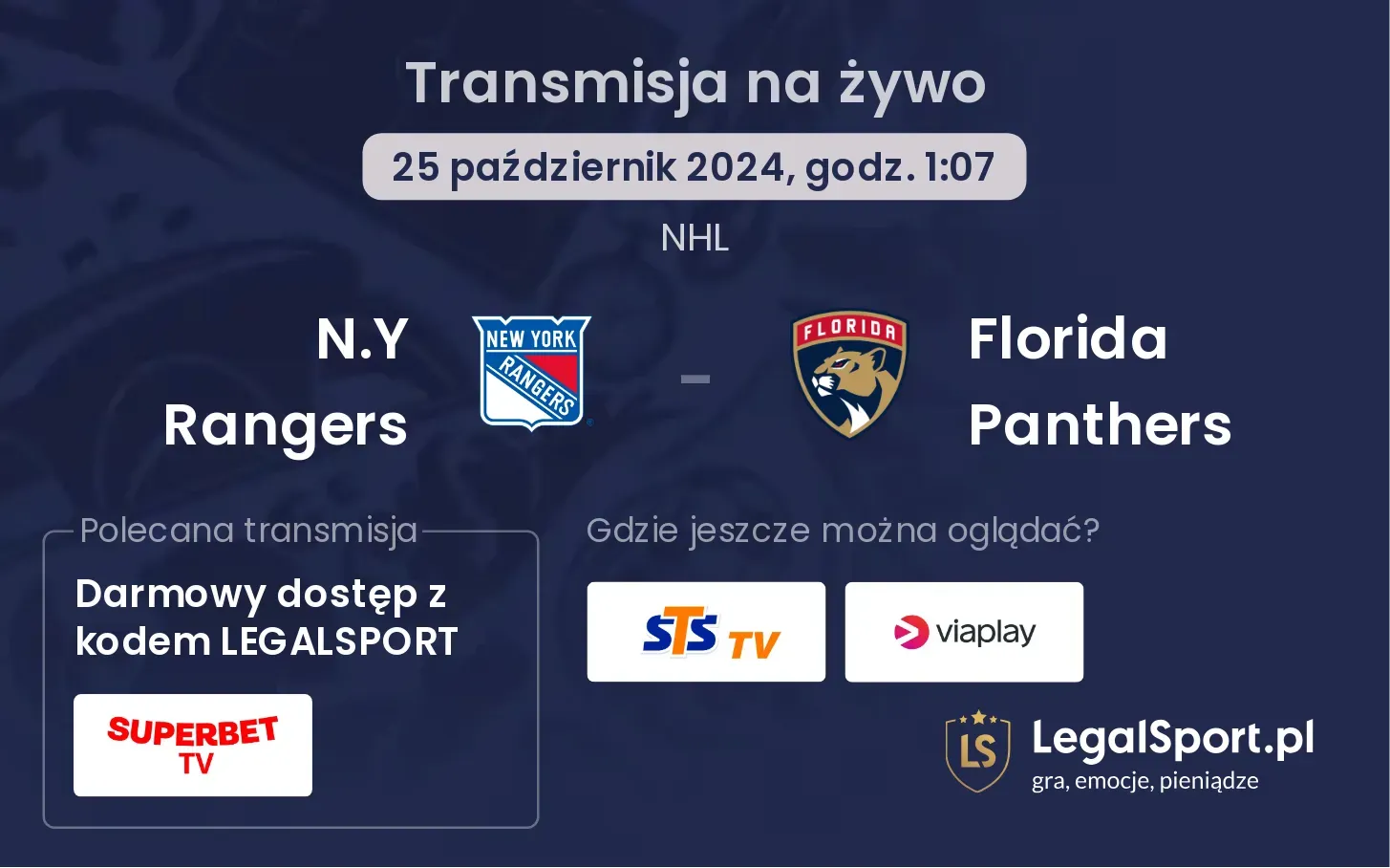 N.Y Rangers - Florida Panthers transmisja na żywo