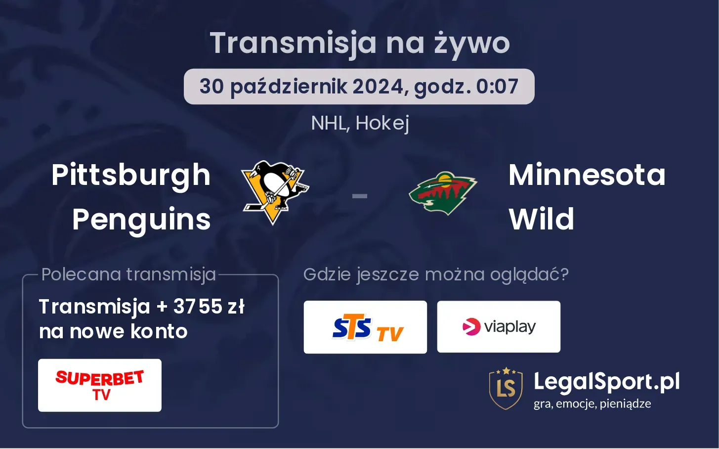 Pittsburgh Penguins - Minnesota Wild transmisja na żywo