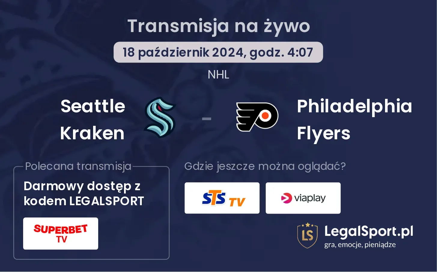 Seattle Kraken - Philadelphia Flyers transmisja na żywo