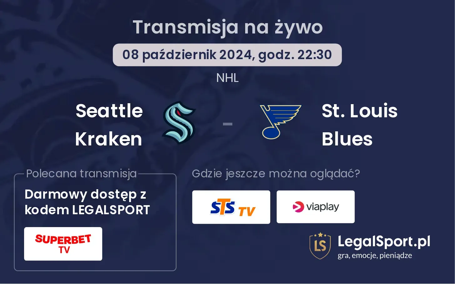 Seattle Kraken - St. Louis Blues transmisja na żywo