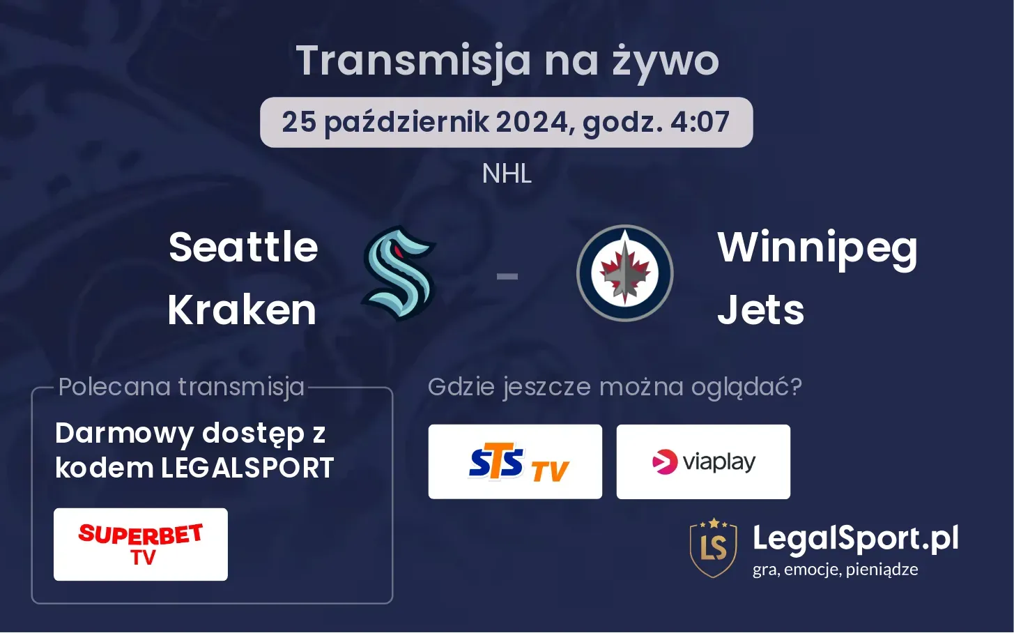 Seattle Kraken - Winnipeg Jets transmisja na żywo