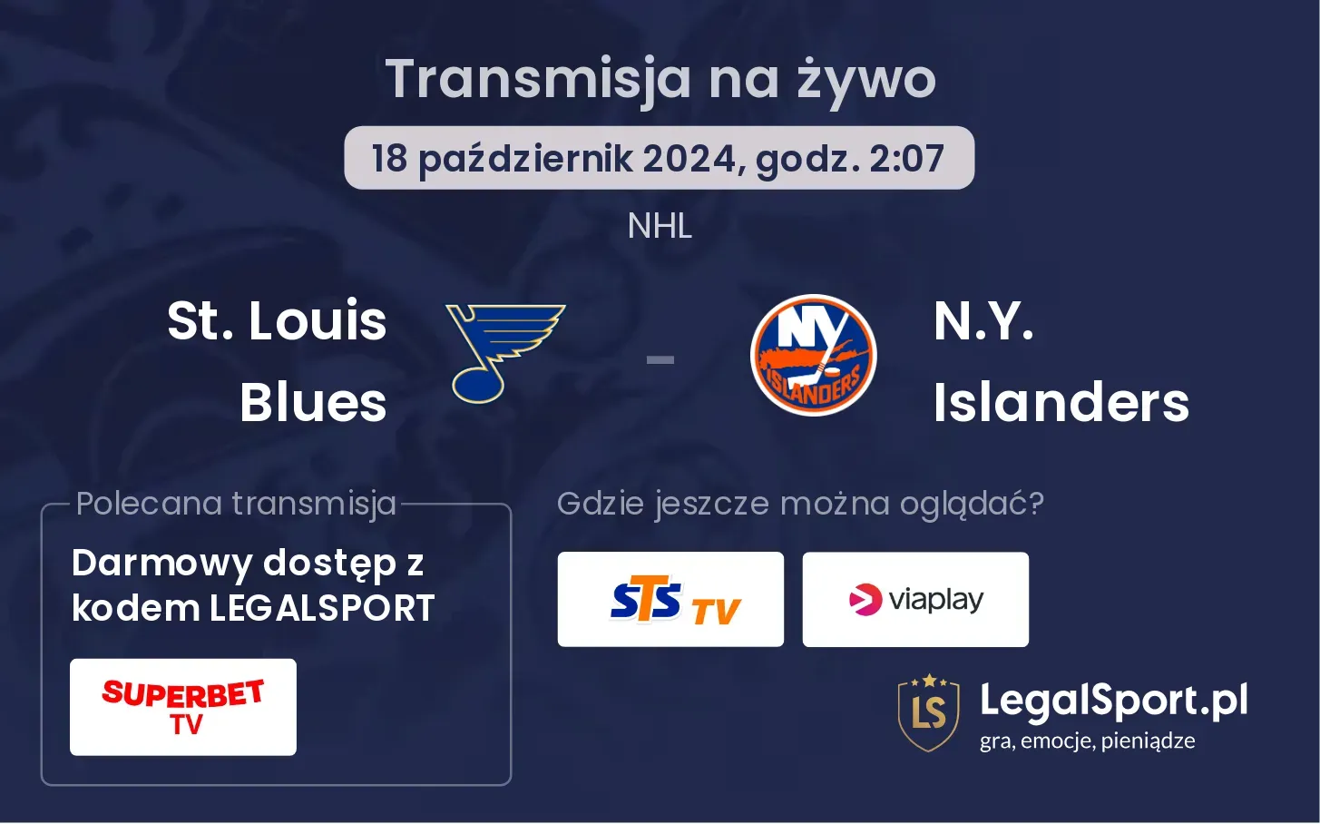 St. Louis Blues - N.Y. Islanders transmisja na żywo