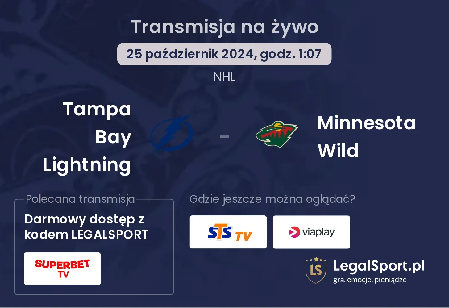 Tampa Bay Lightning - Minnesota Wild transmisja na żywo