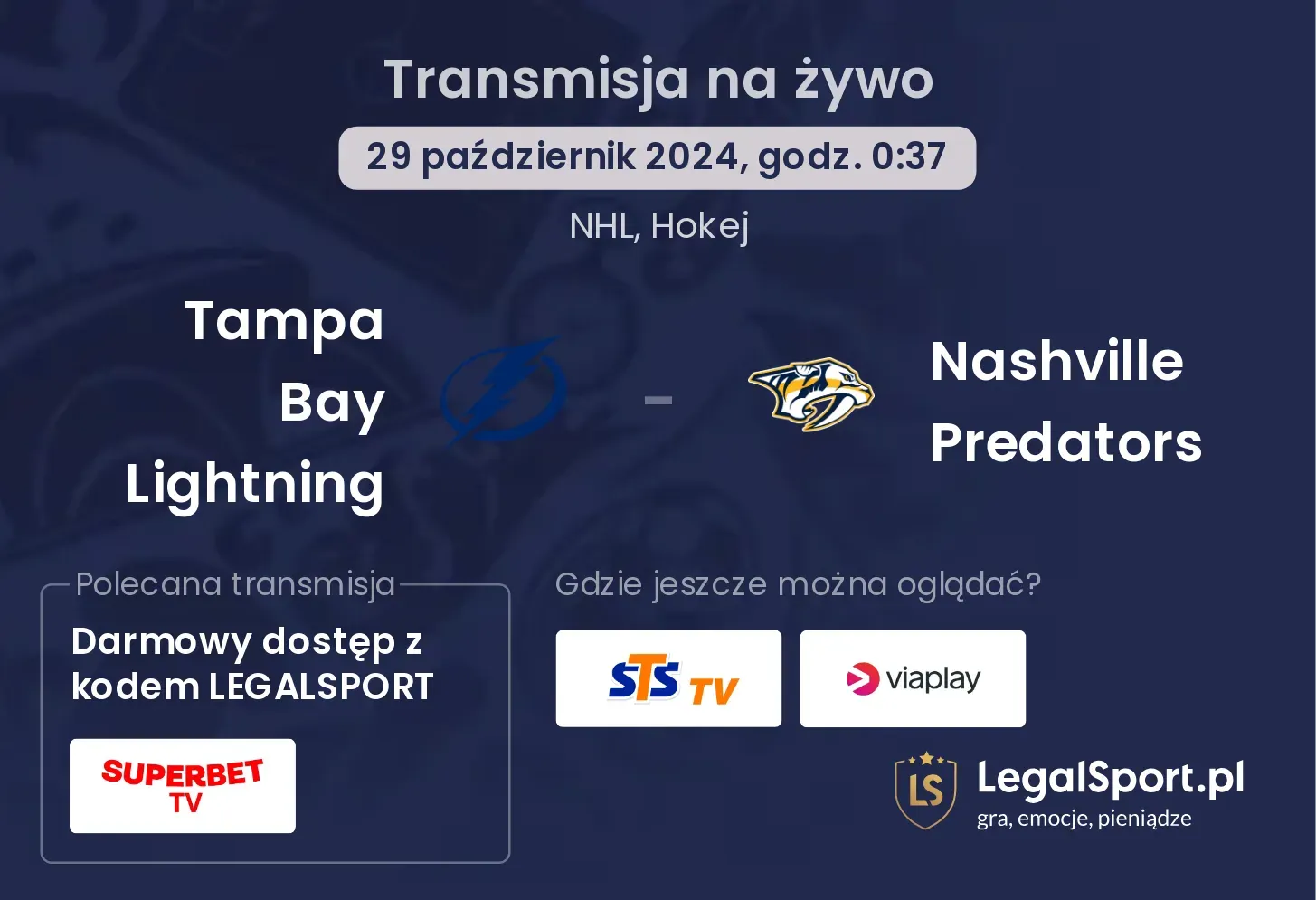 Tampa Bay Lightning - Nashville Predators transmisja na żywo