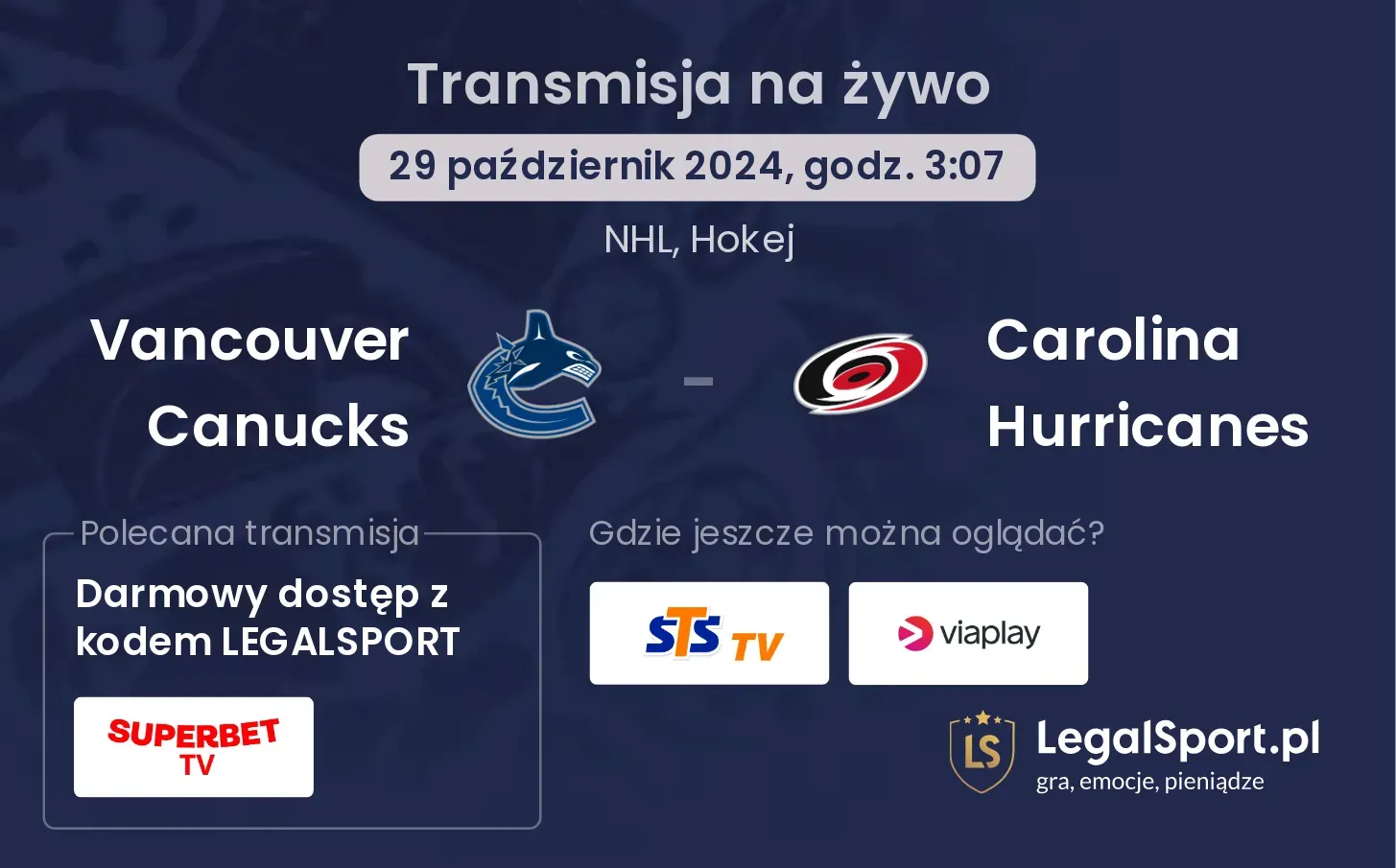 Vancouver Canucks - Carolina Hurricanes transmisja na żywo