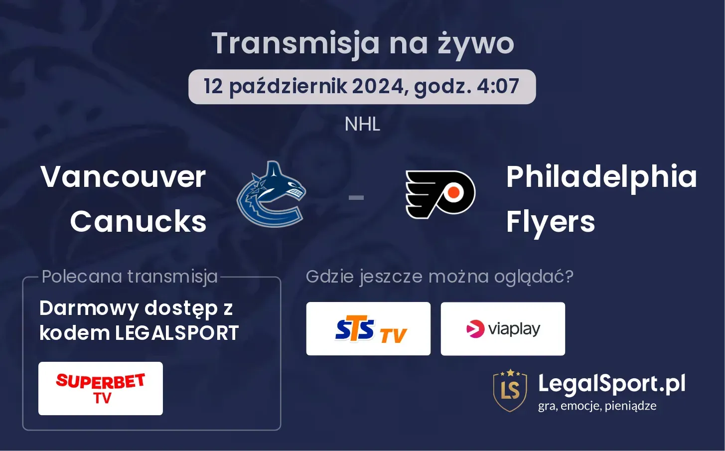 Vancouver Canucks - Philadelphia Flyers transmisja na żywo