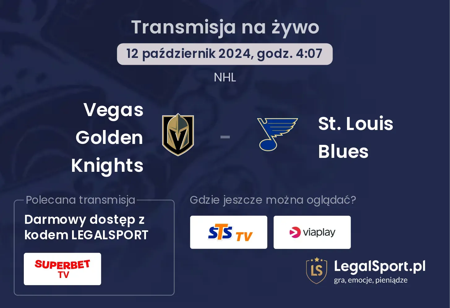 Vegas Golden Knights - St. Louis Blues transmisja na żywo