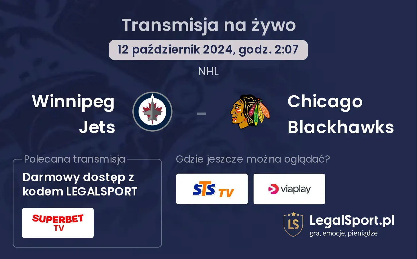 Winnipeg Jets - Chicago Blackhawks transmisja na żywo