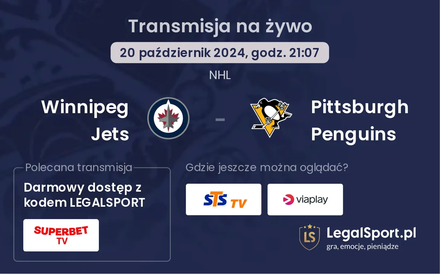 Winnipeg Jets - Pittsburgh Penguins transmisja na żywo