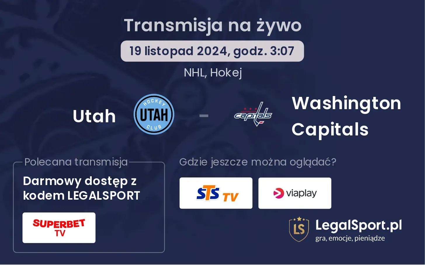 Utah - Washington Capitals transmisja na żywo