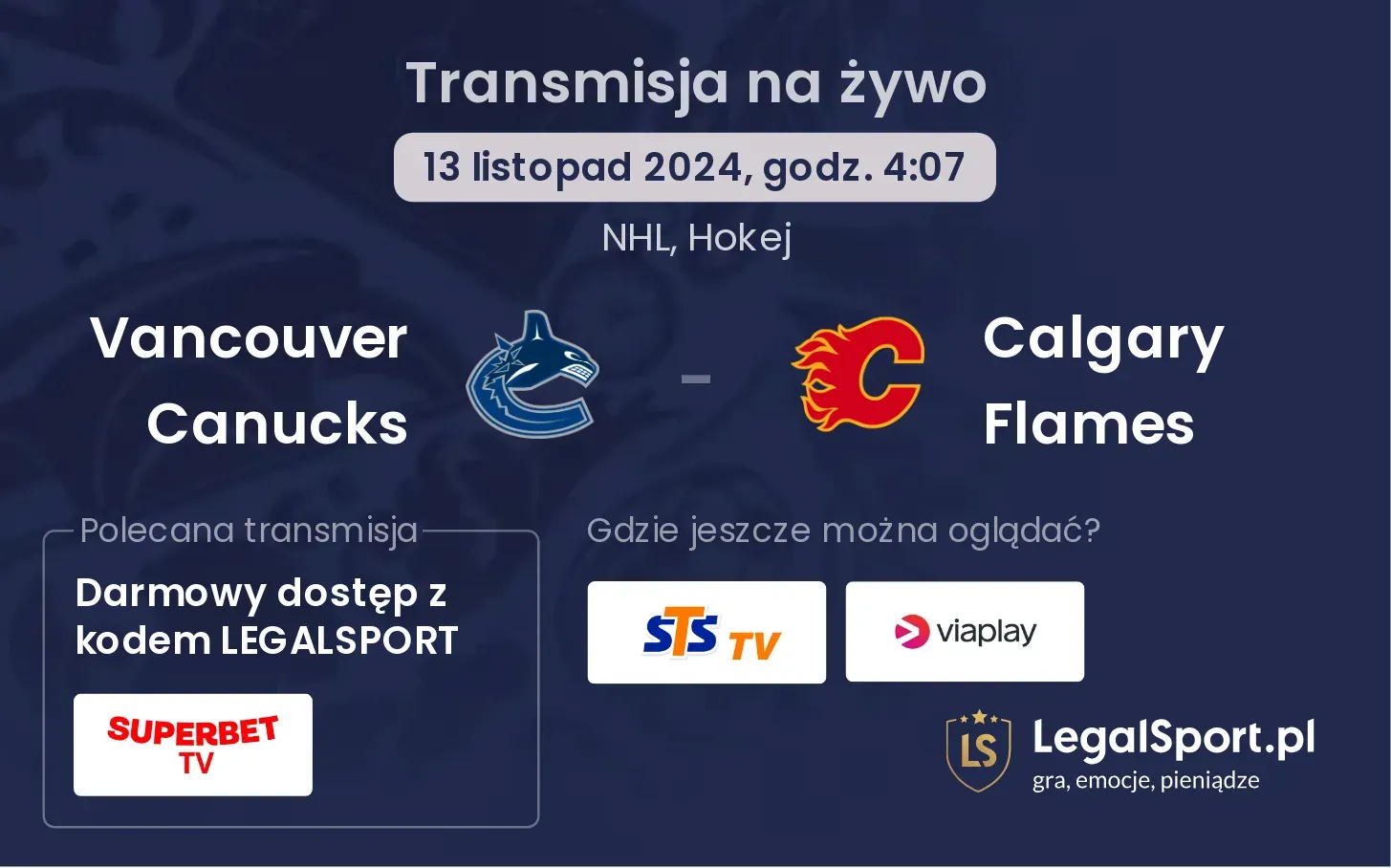 Vancouver Canucks - Calgary Flames transmisja na żywo