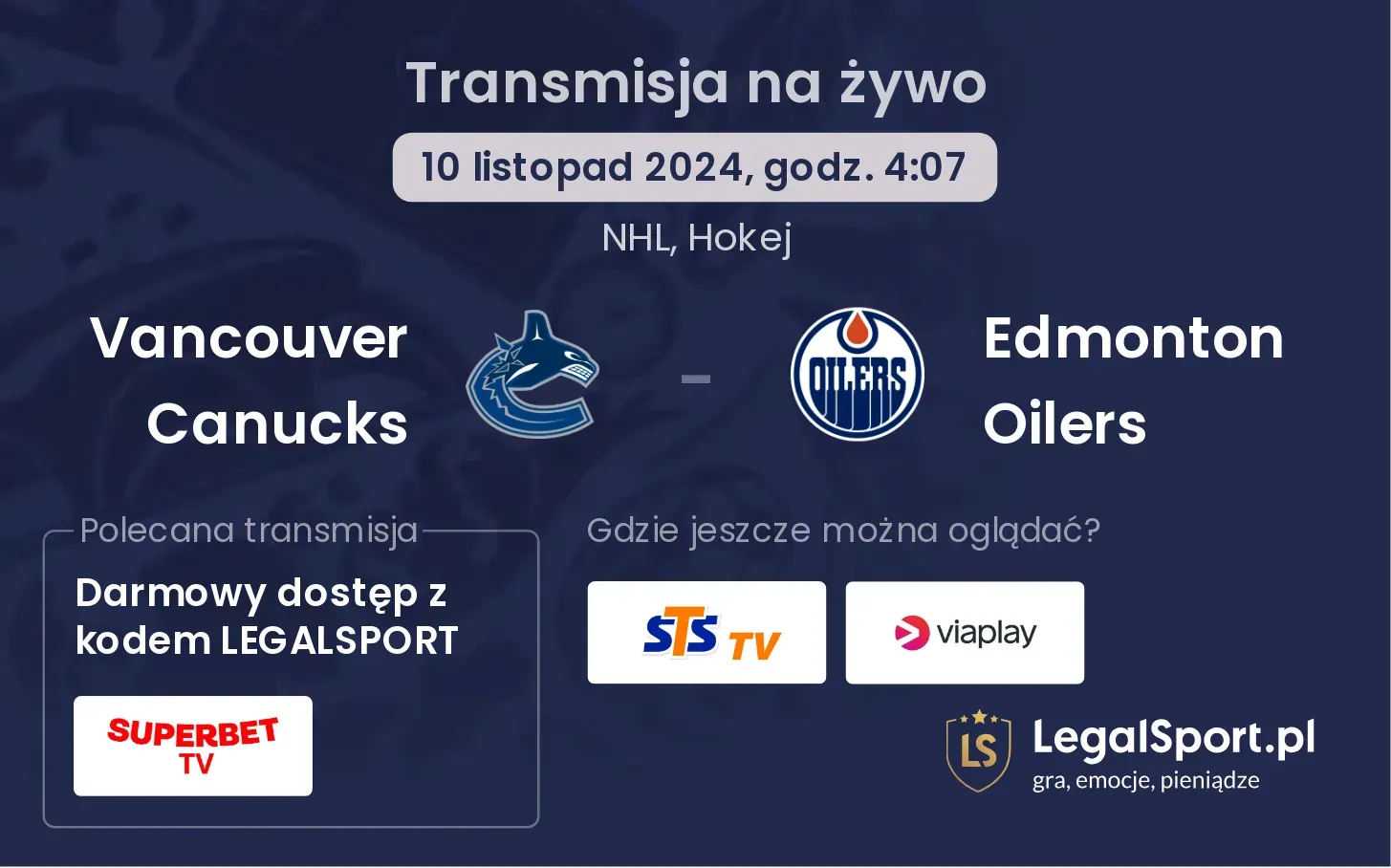 Vancouver Canucks - Edmonton Oilers transmisja na żywo